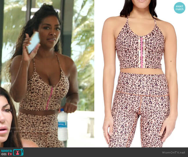 Electric Yoga Harmless Cheetah Long Line Sports Bra worn by Kenya Moore on The Real Housewives Ultimate Girls Trip