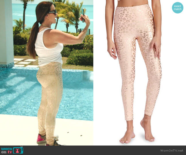 Electric Yoga Independence Cheetah-Print Leggings worn by Kyle Richards on The Real Housewives Ultimate Girls Trip