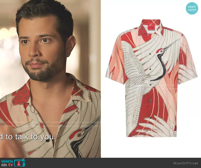 Hugo Boss Efab Short-Sleeve Print Shirt worn by Sam Flores (Rafael de la Fuente) on Dynasty