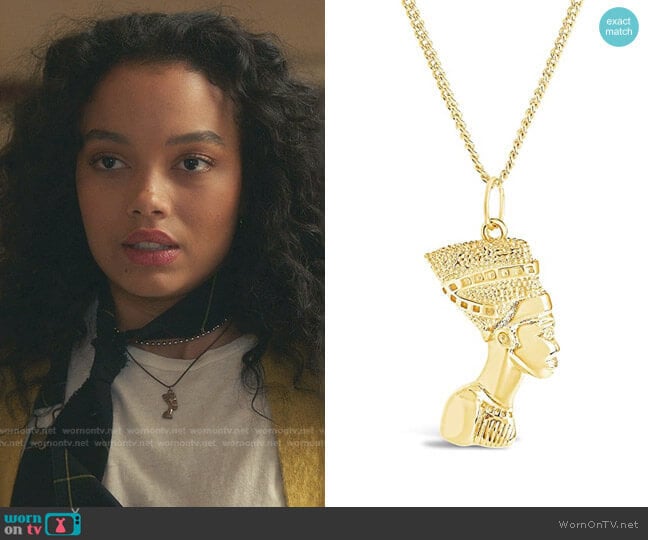 Sterling Forever Egyptian Pharaoh Bust Necklace worn by Zoya Lott (Whitney Peak) on Gossip Girl