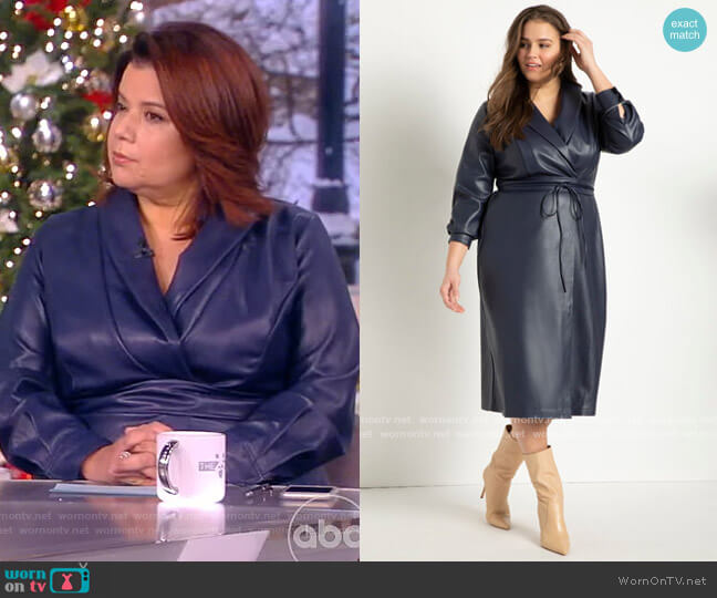 Eloquii Shawl Collar Vegan Leather Dress worn by Ana Navarro on The View