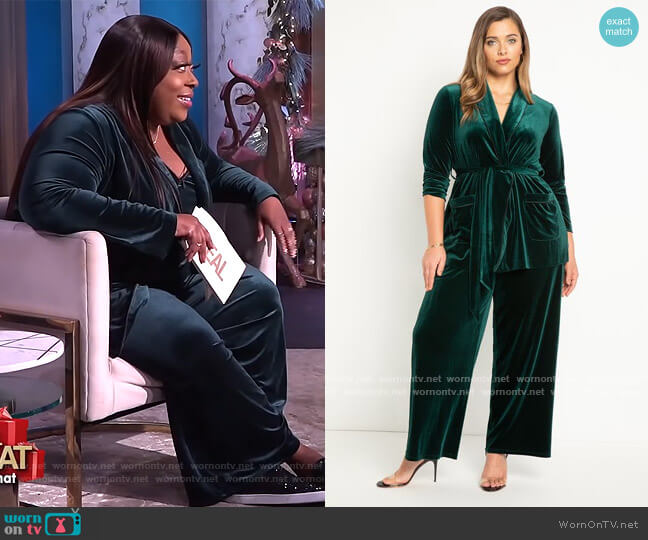 Eloquii Velvet Robe Jacket worn by Loni Love on The Real