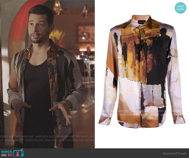 Emporio Armani Graphic-print Long-sleeved Shirt worn by Sam Flores (Rafael de la Fuente) on Dynasty