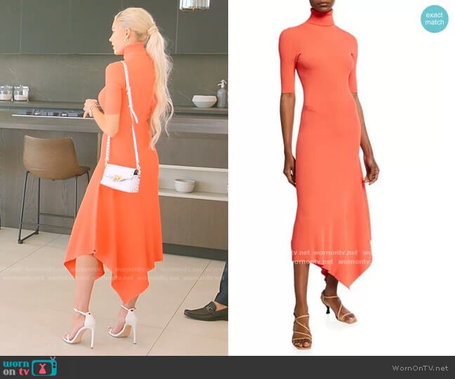A.L.C. Erynna Turtleneck Handkerchief Midi Dress worn by Heather Rae Young on Selling Sunset