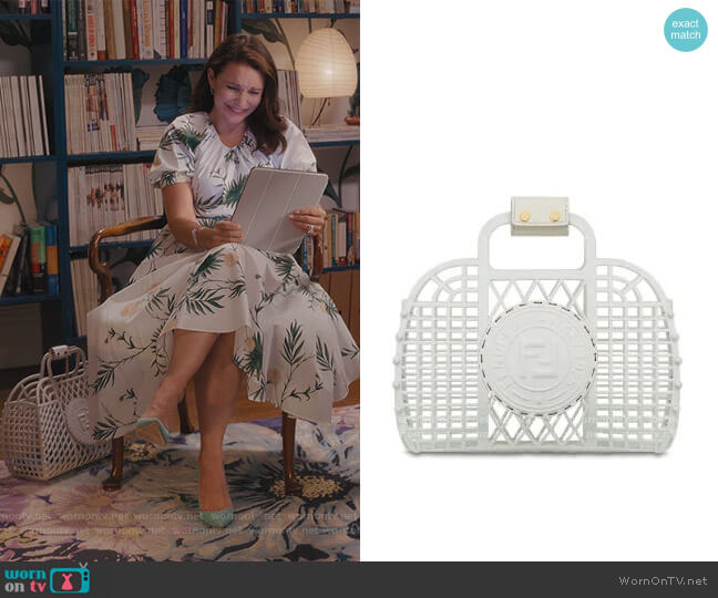 Fendi Small Basket Logo Embossed Tote Bag worn by Charlotte York (Kristin Davis) on And Just Like That