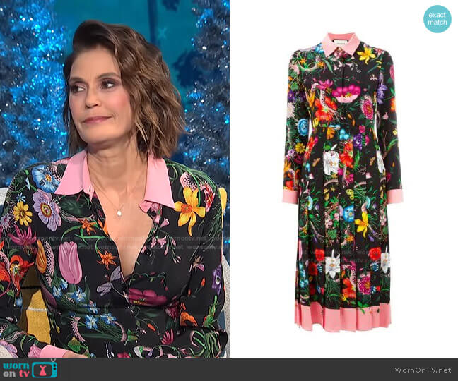 Gucci Floral Snake Print Silk Dress