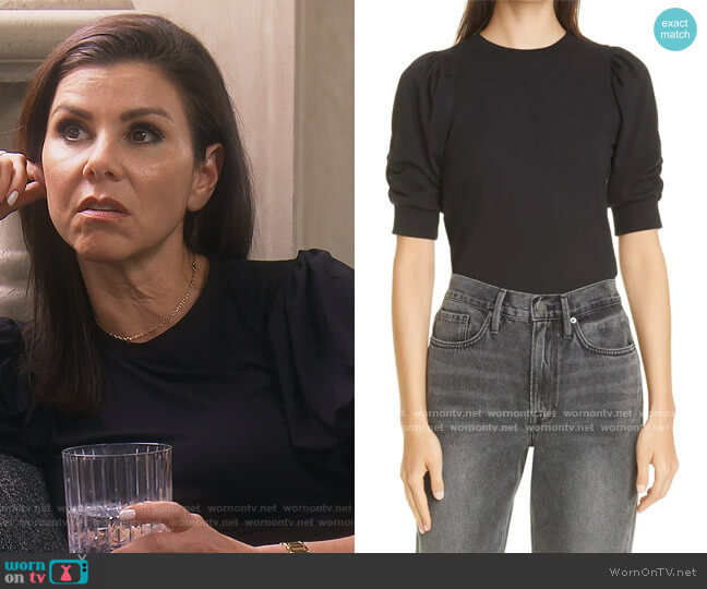 Frame Frankie Puff Sleeve Shirt worn by Heather Dubrow on The Real Housewives of Orange County