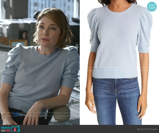 Frame Frankie Puff Sleeve Cashmere Sweater worn by Taylor Rentzel (MacKenzie Meehan) on Bull