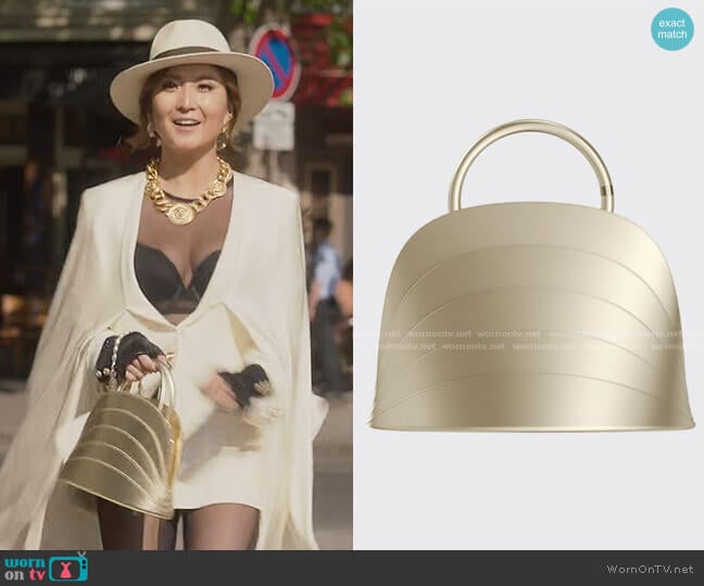 Gabo Guzzo Millefoglie J Layered Top Handle Bag worn by Mindy Chen (Ashley Park) on Emily in Paris