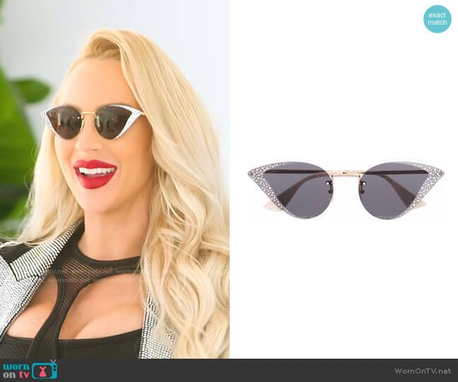 Gucci Diamante-Embellished Frameless Cat-Eye Sunglasses worn by Christine Quinn on Selling Sunset