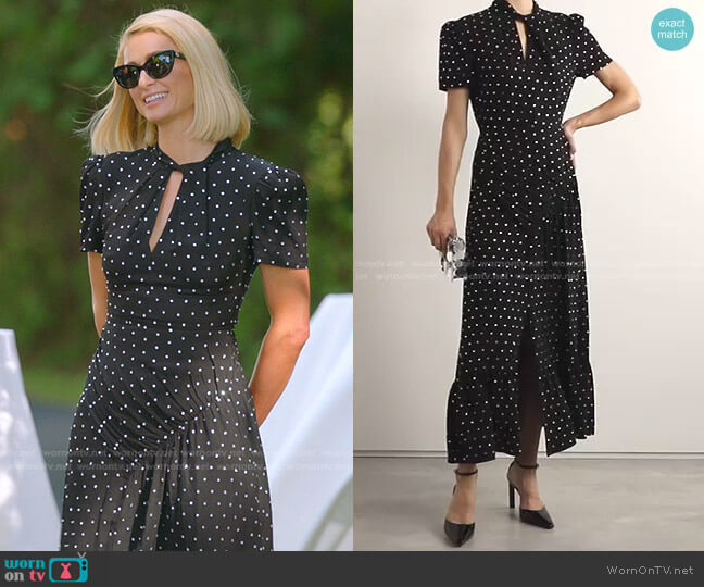 Self Portrait Gathered Crystal-Embellished Crepe Midi Dress worn by Paris Hilton on Paris in Love