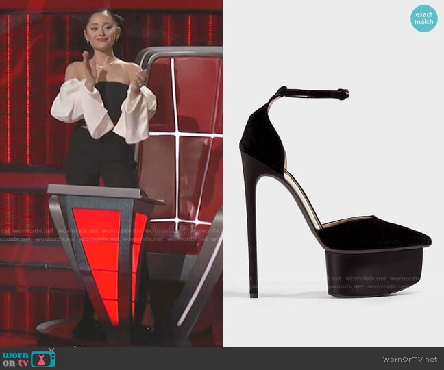 Giambattista Valli Velvet Platform Pumps worn by Ariana Grande on The Voice