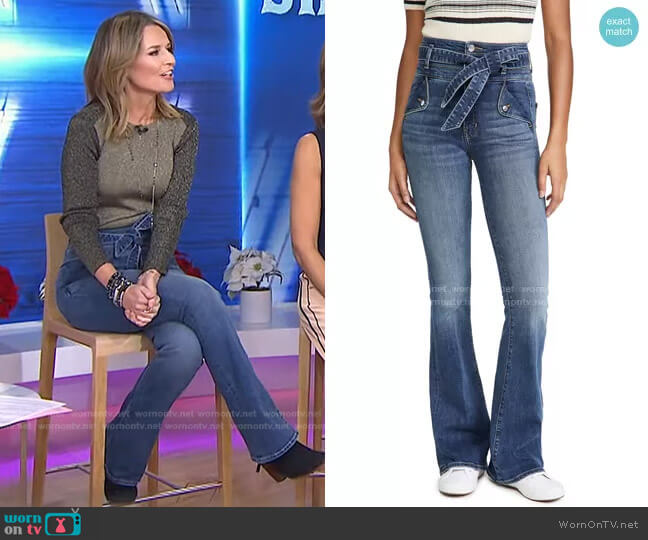 Veronica Beard Giselle High-Rise Skinny Flare Jean worn by Savannah Guthrie on Today