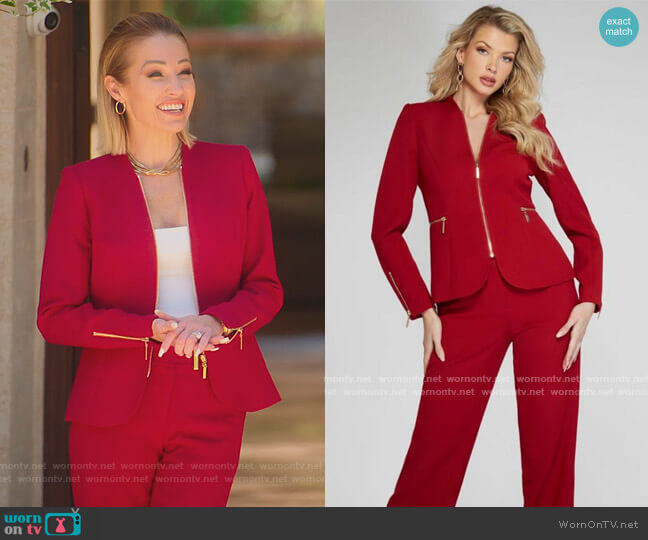 Guess Delvin Zip-Front Blazer worn by Mary Fitzgerald on Selling Sunset