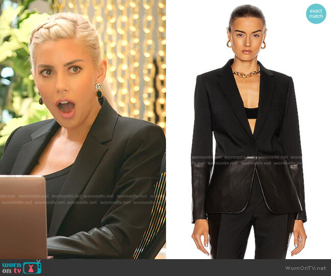Helmut Lang Leather Combo Jacket worn by Heather Rae Young on Selling Sunset