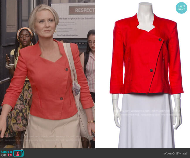 Helmut Lang Linen Blazer worn by Miranda Hobbs (Cynthia Nixon) on And Just Like That