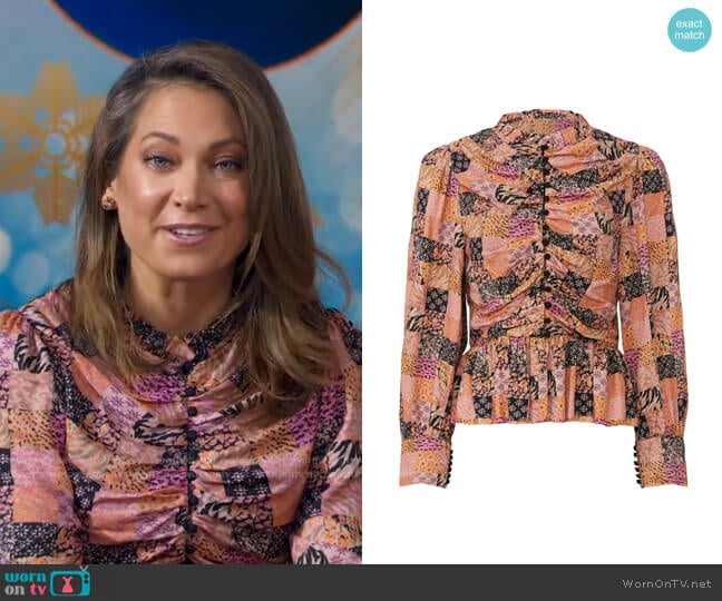 Hofmann Copenhagen Morgane Patchwork Blouse worn by Ginger Zee on Good Morning America