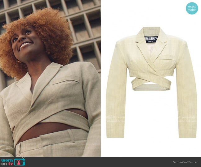 Jacquemus Cropped Blazer worn by Issa Dee (Issa Rae) on Insecure
