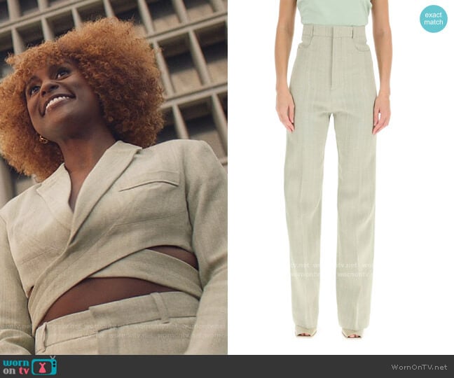 Jacquemus Le Pantalon Sauge High Waist Pants worn by Issa Dee (Issa Rae) on Insecure