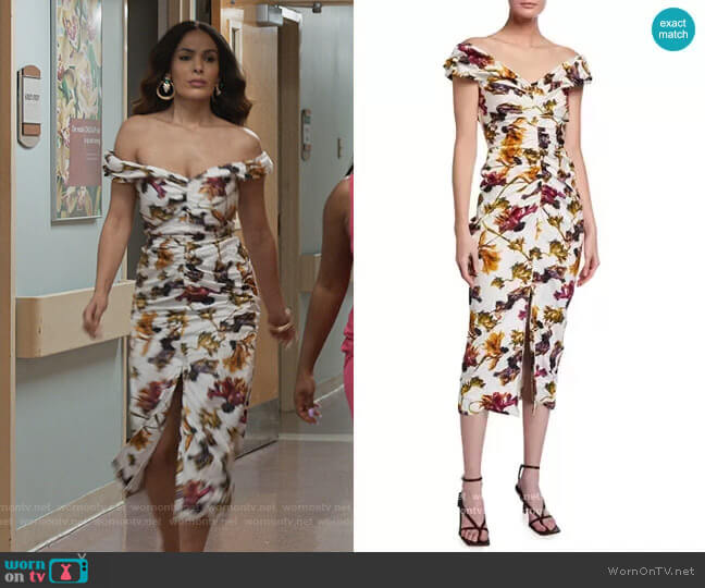 Jason Wu Floral Print Washed Sateen Cocktail Dress worn by Valeria (Nadine Velazquez) on Queens