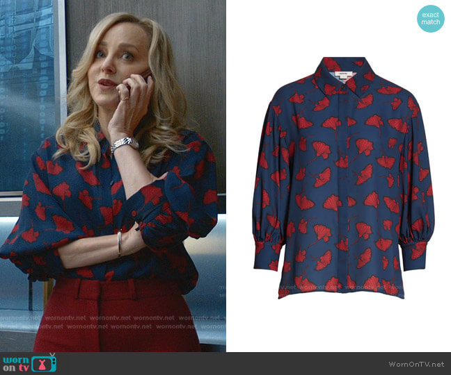Jason Wu Gingko Print Blouse worn by Marissa Morgan (Geneva Carr) on Bull
