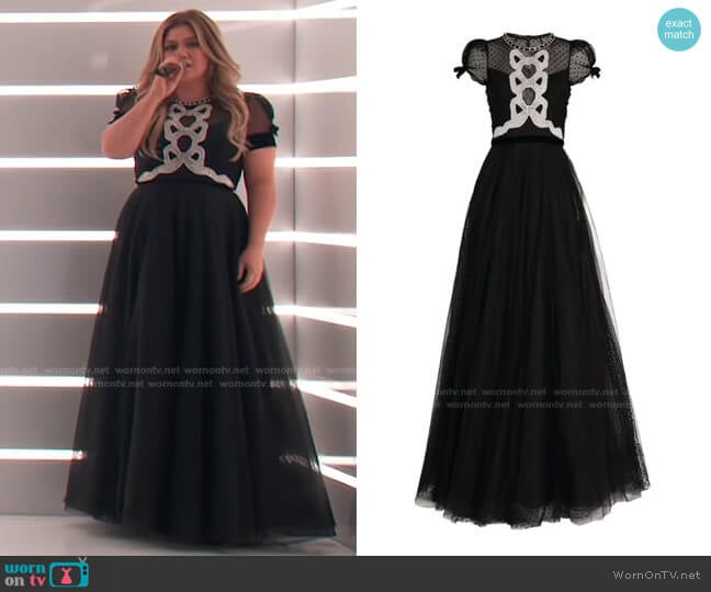 Jenny Packham Ingrid Bow Detailed Tulle Gown worn by Kelly Clarkson on The Voice