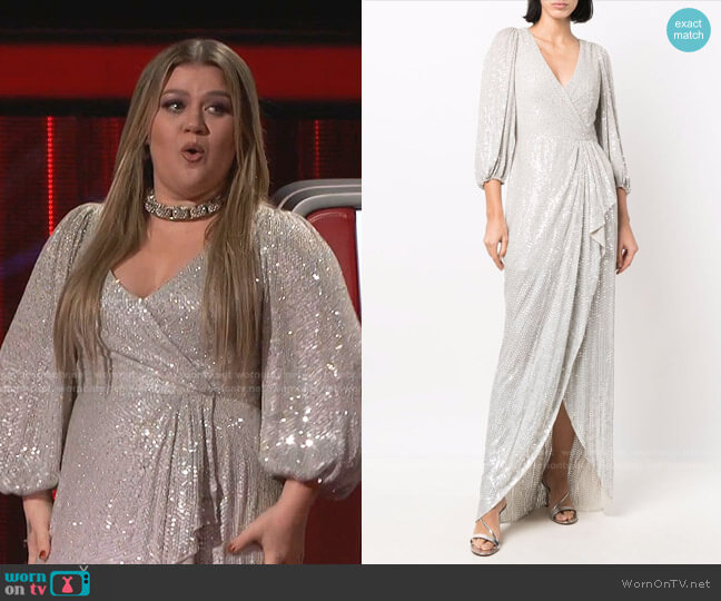 Jenny Packham Octopussy Sequinned Asymmetric Dress worn by Kelly Clarkson on The Voice