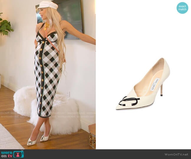 Jimmy Choo Love JC Logo Pumps worn by Christine Quinn on Selling Sunset