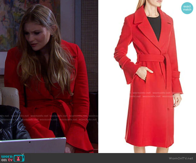 Joie Hersilia Wool Blend Bell Sleeve Coat worn by Alice Caroline Horton (Lindsay Arnold) on Days of our Lives