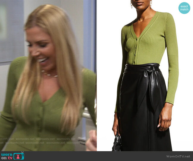 Jonathan Simkhai Ailany Compact Rib Shrunken Cardigan worn by Dr. Jen Armstrong on The Real Housewives of Orange County