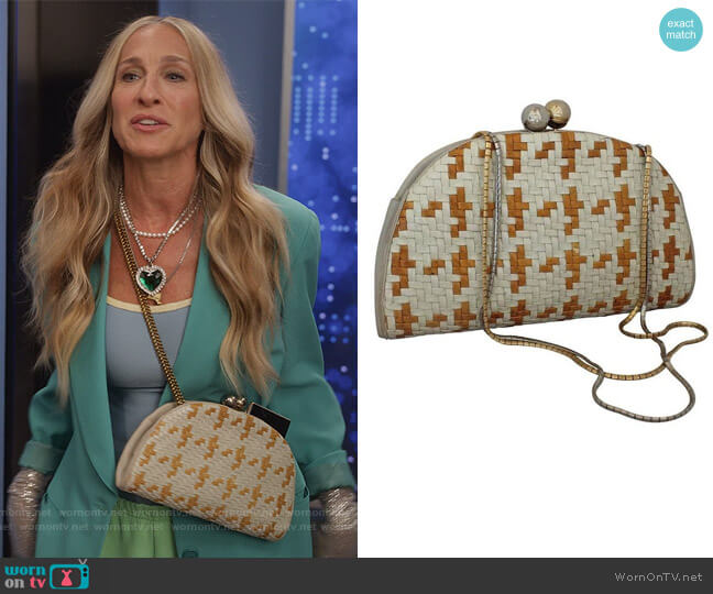Judith Leiber Vintage Woven Clutch worn by Carrie Bradshaw (Sarah Jessica Parker) on And Just Like That