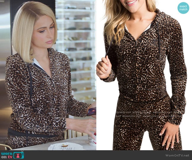Juicy Couture Classic Velour Hoodie worn by Paris Hilton on Paris in Love