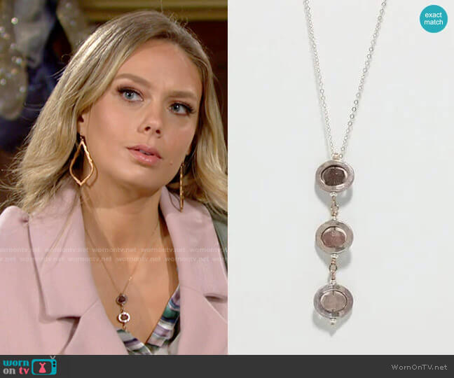 Kari Asbury Ombre Strawberry Quartz Rose Gold Filled Necklace worn by Abby Newman (Melissa Ordway) on The Young and the Restless