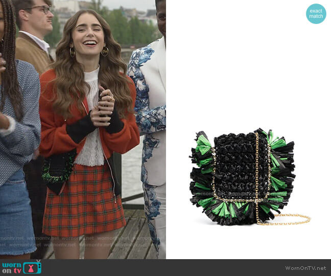 LA DoubleJ Purse Necklace crossbody bag worn by Emily Cooper (Lily Collins) on Emily in Paris
