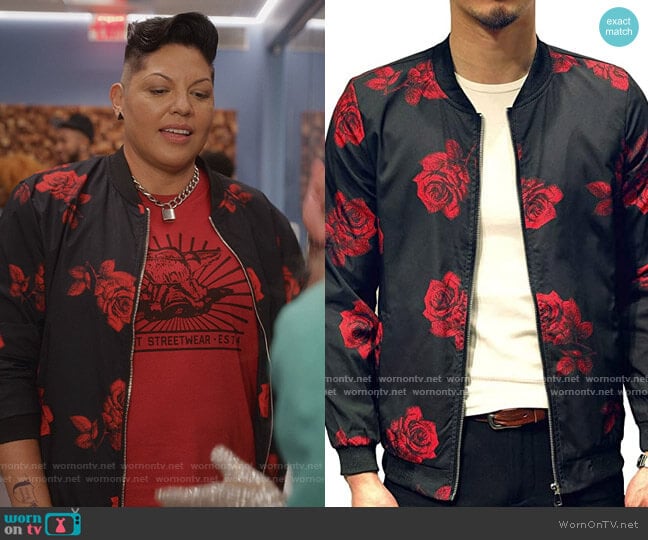 Logeeyar Rose Print Bomber Jacket