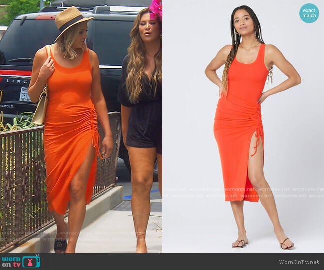 L Space Sandpiper Ribbed Midi Dress worn by Gina Kirschenheiter on The Real Housewives of Orange County