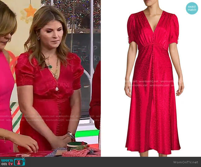 Saloni Lea Floral Silk Jacquard A-Line Dress worn by Jenna Bush Hager on Today
