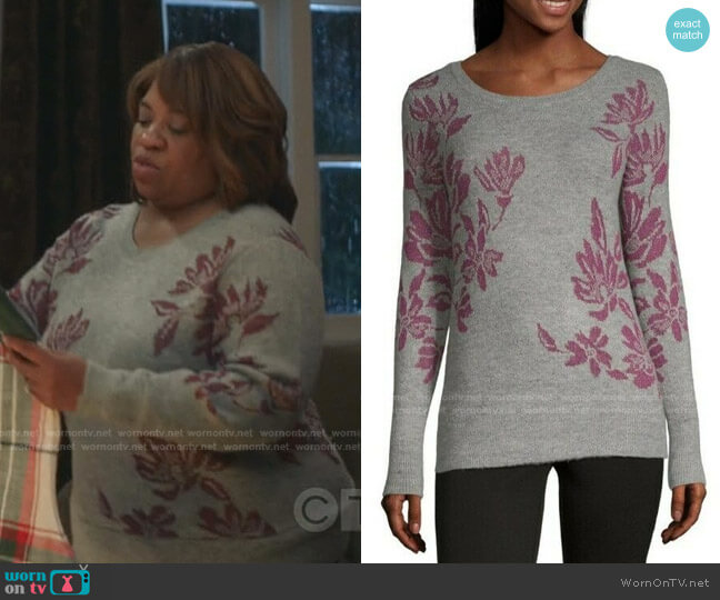 Liz Claiborne Floral Pullover Sweater worn by Miranda Bailey (Chandra Wilson) on Greys Anatomy