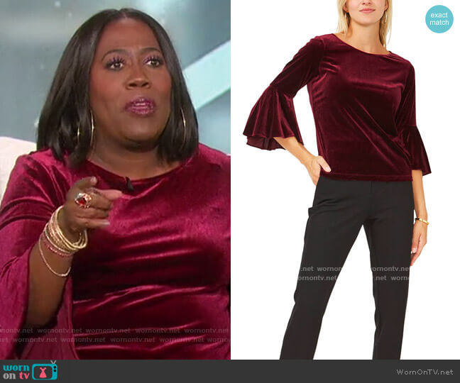 MSK Velvet Bell-Sleeve Top worn by Sheryl Underwood on The Talk