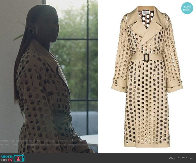 Maison Margiela Hole Punched Trench Coat worn by Issa Dee (Issa Rae) on Insecure