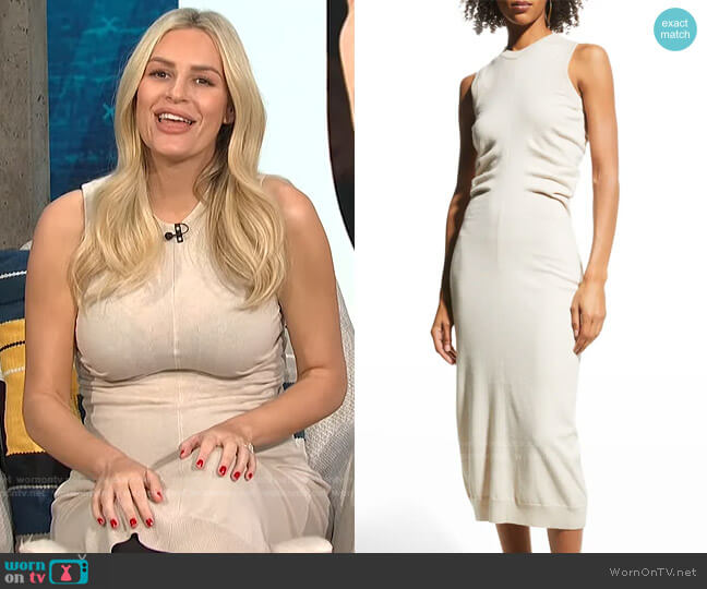 Maison Margiela Sleeveless Cashmere Knit Midi Sheath Dress worn by Morgan Stewart on E! News