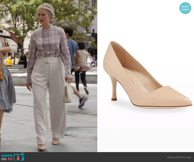 Manolo Blahnik BB Leather 70mm Pump worn by Miranda Hobbs (Cynthia Nixon) on And Just Like That