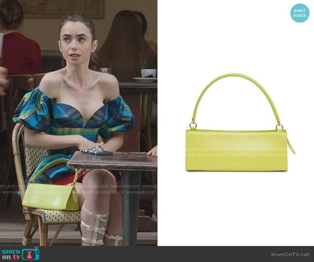 Mansur Gavriel Pencil Case Leather Bag worn by Emily Cooper (Lily Collins) on Emily in Paris
