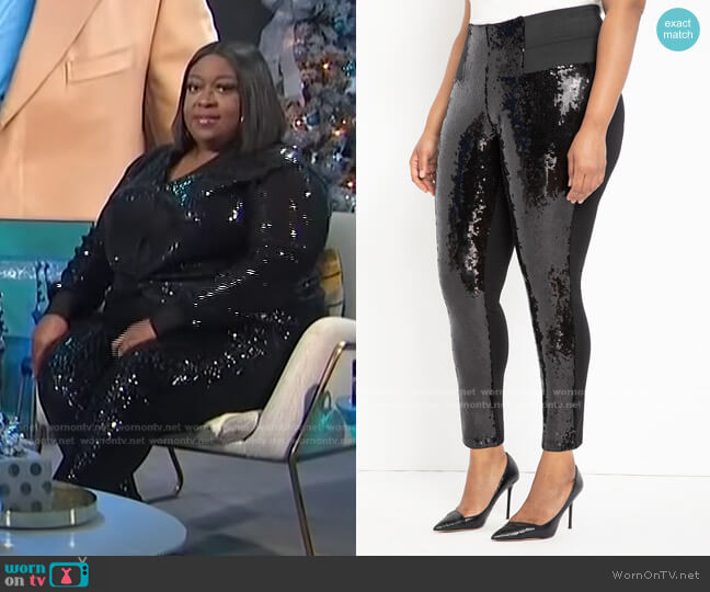 Eloquii Miracle Flawless Legging with Sequin Front worn by Loni Love on E! News