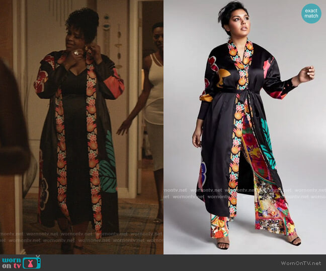 INC International Concepts Misa Hylton for Maxi Jacket worn by Kelli Prenny (Natasha Rothwell) on Insecure