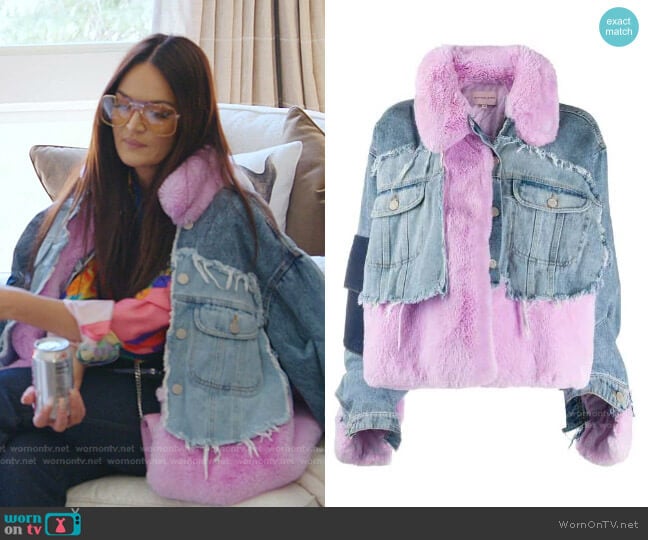Natasha Zinko Oversized Patchwork Long Sleeve Jacket worn by Lisa Barlow on The Real Housewives of Salt Lake City