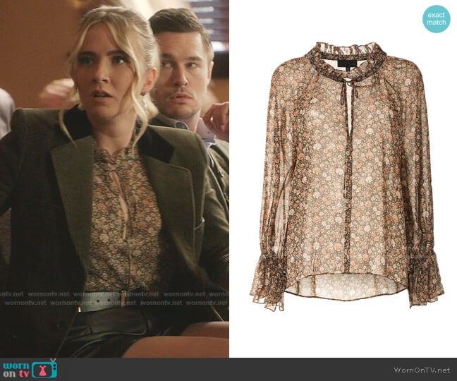 Nili Lotan Royan Blouse worn by Amanda Carrington (Eliza Bennett) on Dynasty