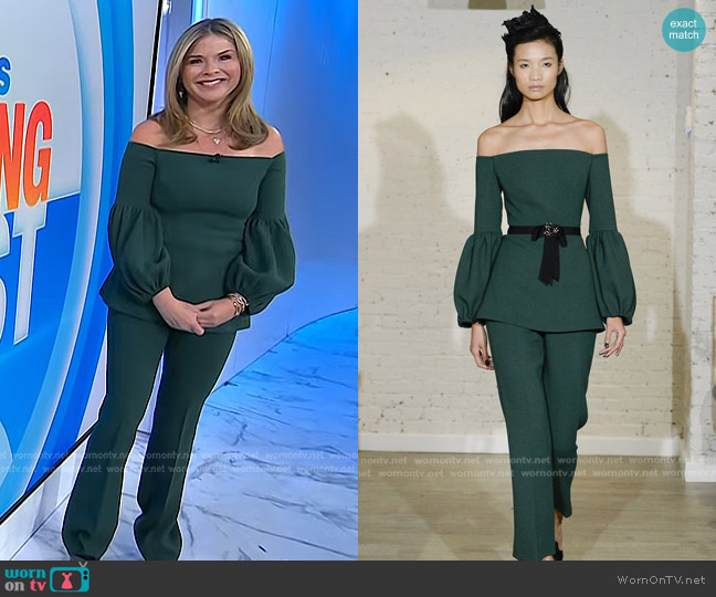 Lela Rose Off The Shoulder Full Sleeve Top worn by Jenna Bush Hager on Today