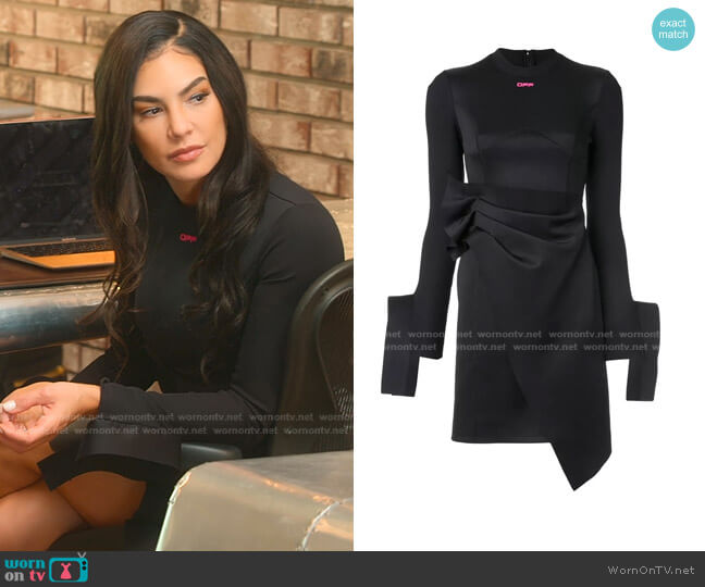 Off-White Jersey Wrap Dress worn by Amanza Smith on Selling Sunset