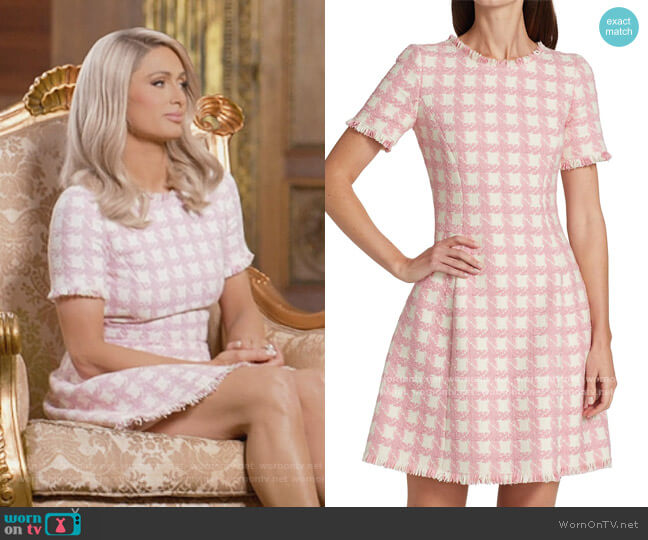 Oscar de la Renta Gingham Tweed Minidress worn by Paris Hilton on Paris in Love